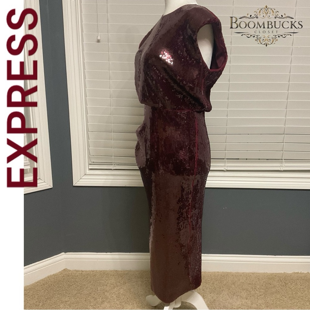 Express Burgundy Sequin Dress NWT - Picture 7 of 16